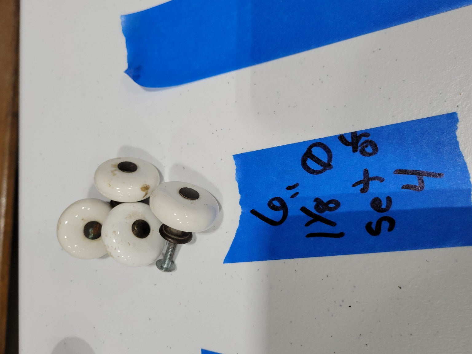 Vintage White Porcelain Drawer Knobs with Brass Hardware – Set of 4 (1 1/8")