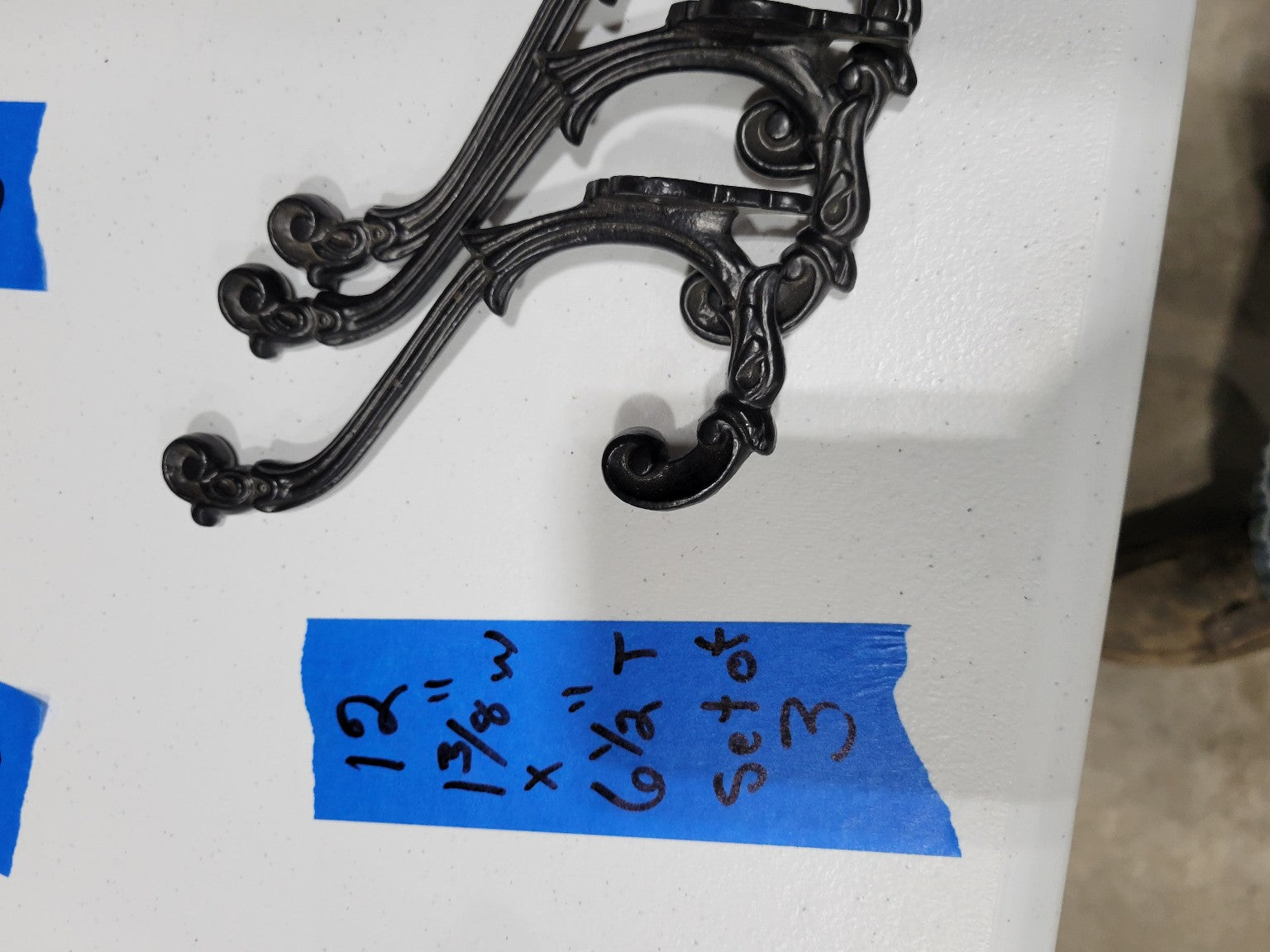 Ornate Black Cast Iron Wall Hooks – Set of 3 (6 ½" T)