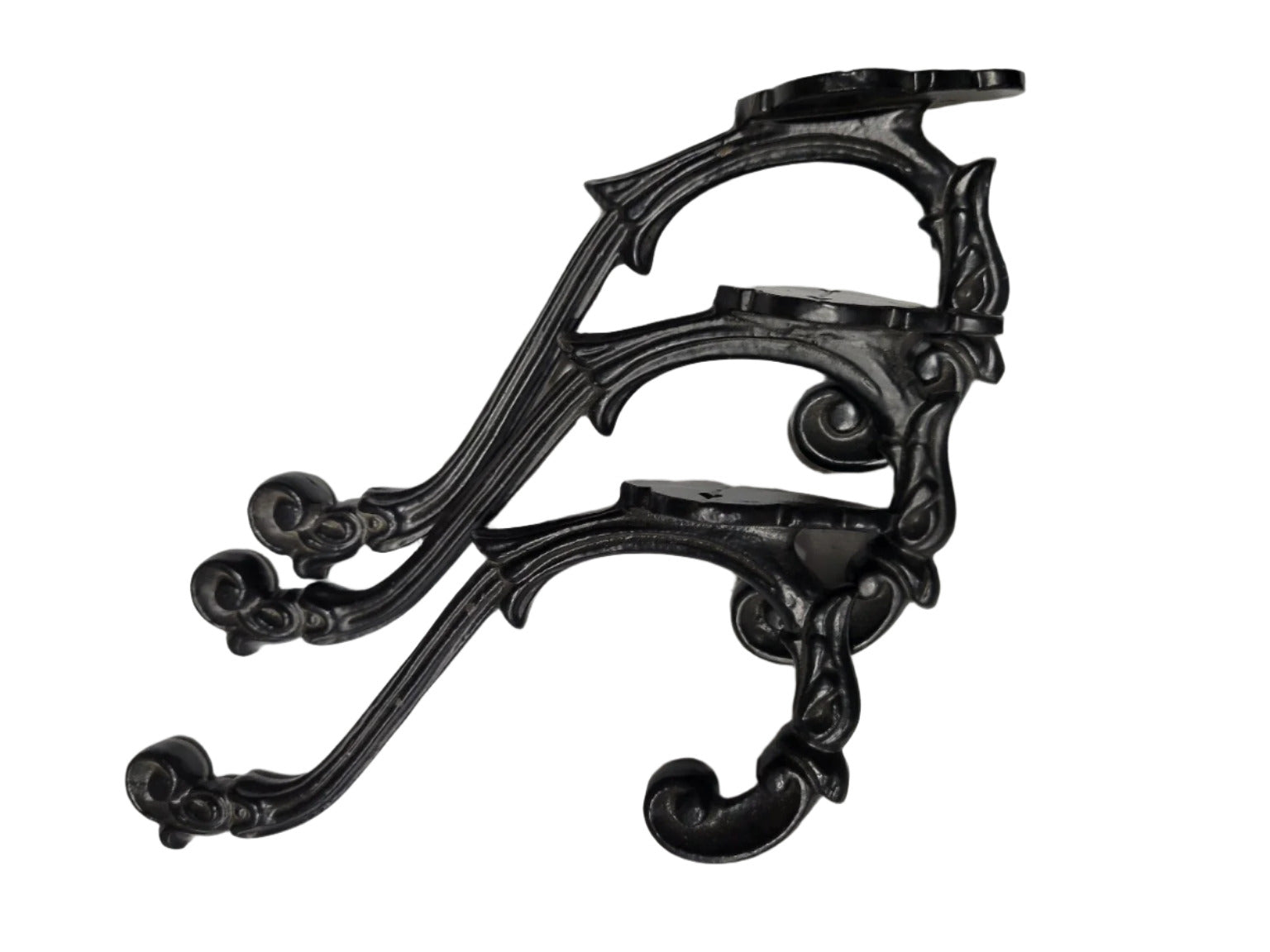 Ornate Black Cast Iron Wall Hooks – Set of 3 (6 ½" T)