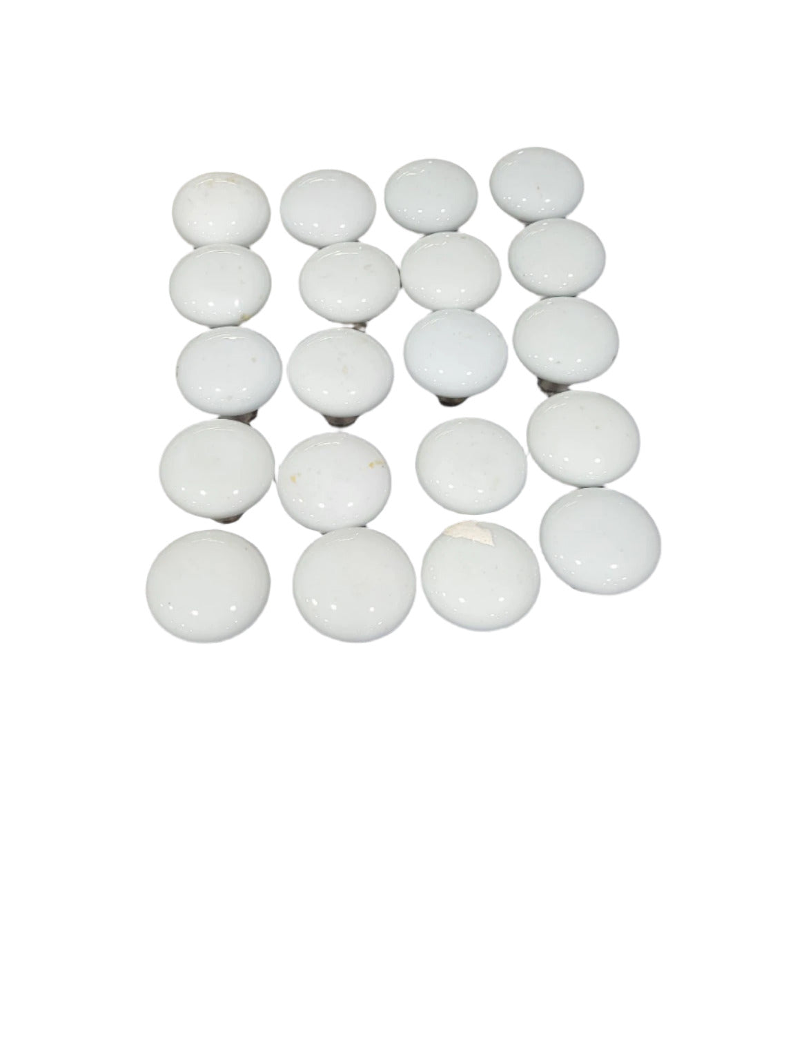 Set of 20 White Porcelain Drawer Pulls – 2 ¼" Diameter