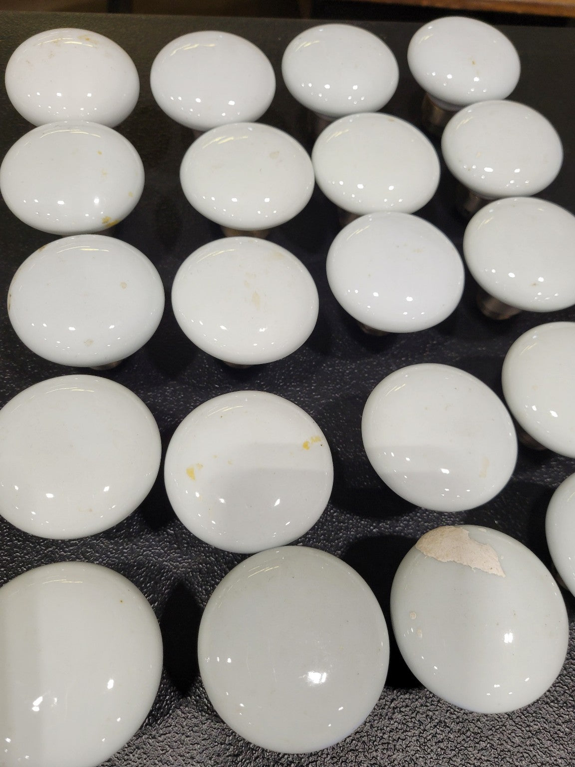 Set of 20 White Porcelain Drawer Pulls – 2 ¼" Diameter