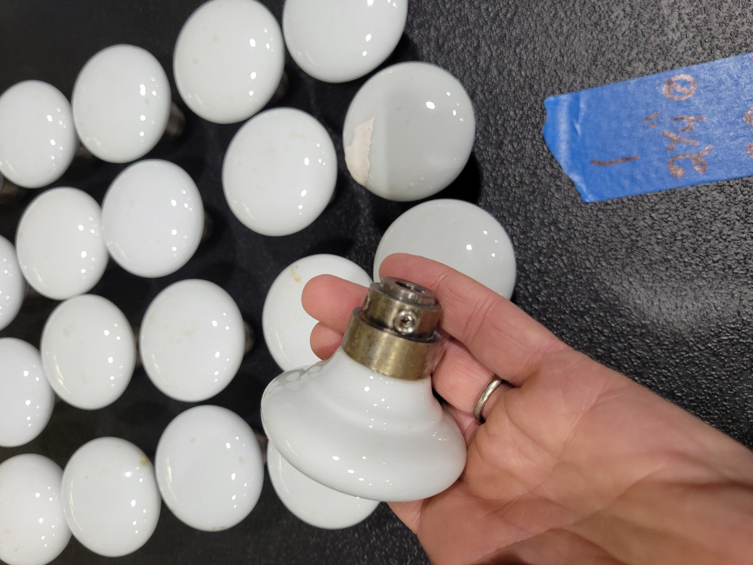 Set of 20 White Porcelain Drawer Pulls – 2 ¼" Diameter
