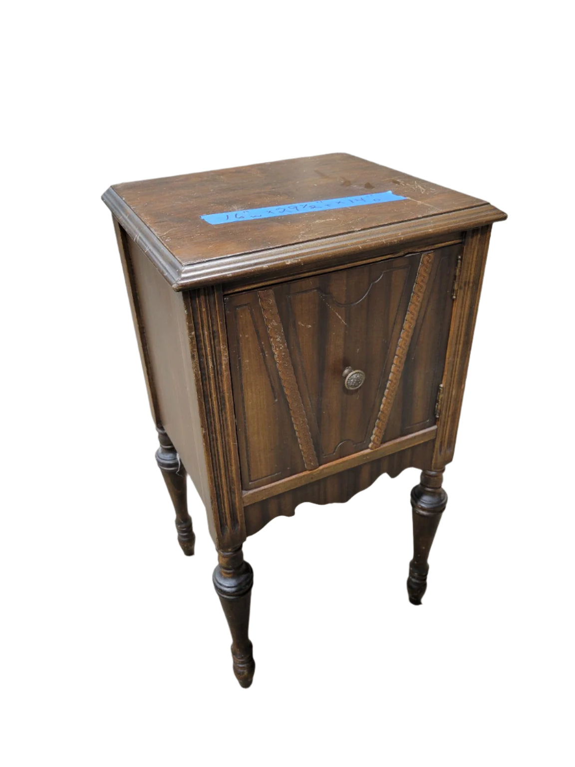 Antique Wooden Commode Cabinet with Turned Legs