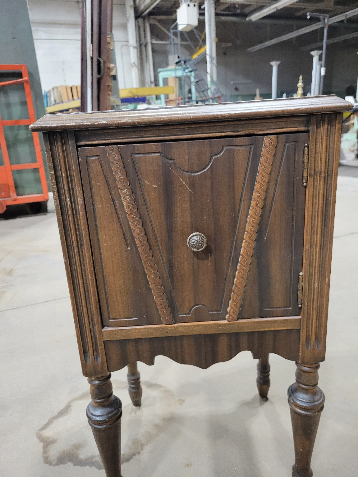 Antique Wooden Commode Cabinet with Turned Legs