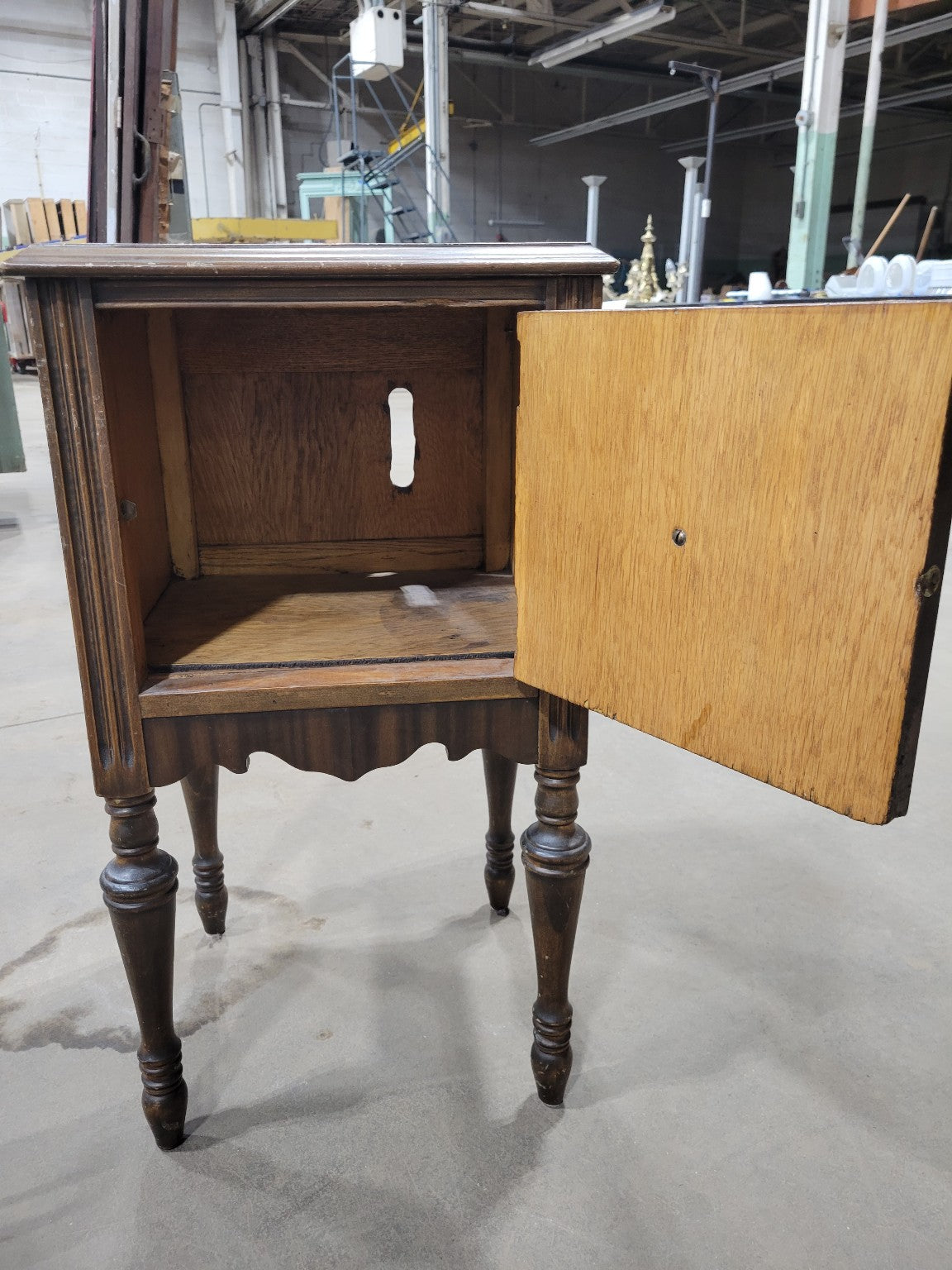 Antique Wooden Commode Cabinet with Turned Legs