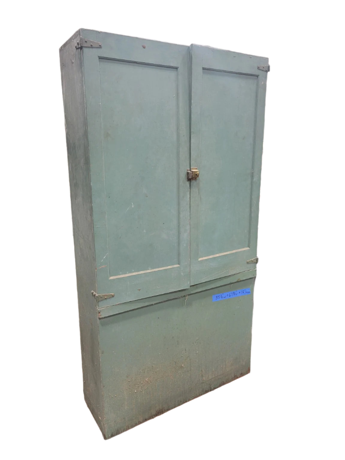 Tall Green Industrial Cabinet with Adjustable Wood Slats