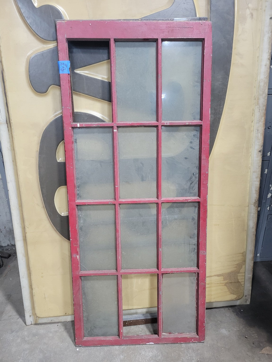 Vintage Wood Door with Glass and Screen Inserts – 3-Piece Set