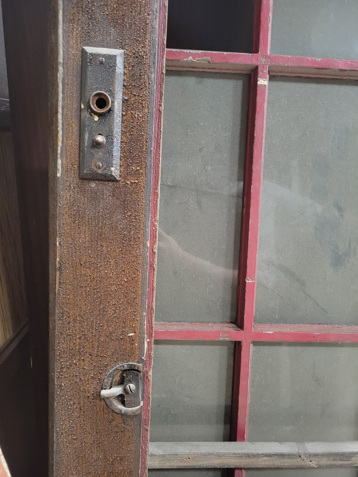 Vintage Wood Door with Glass and Screen Inserts – 3-Piece Set
