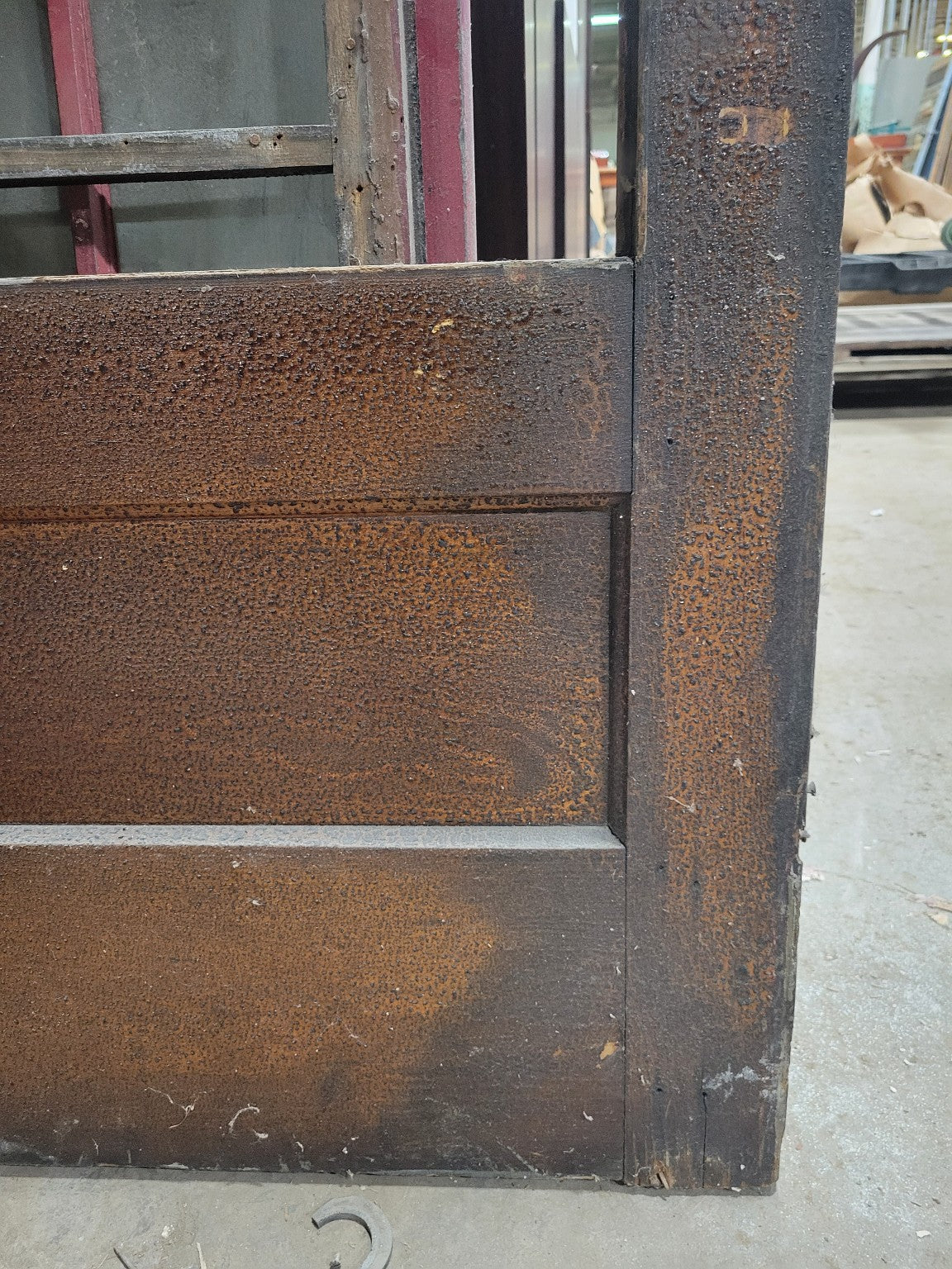 Vintage Wood Door with Glass and Screen Inserts – 3-Piece Set