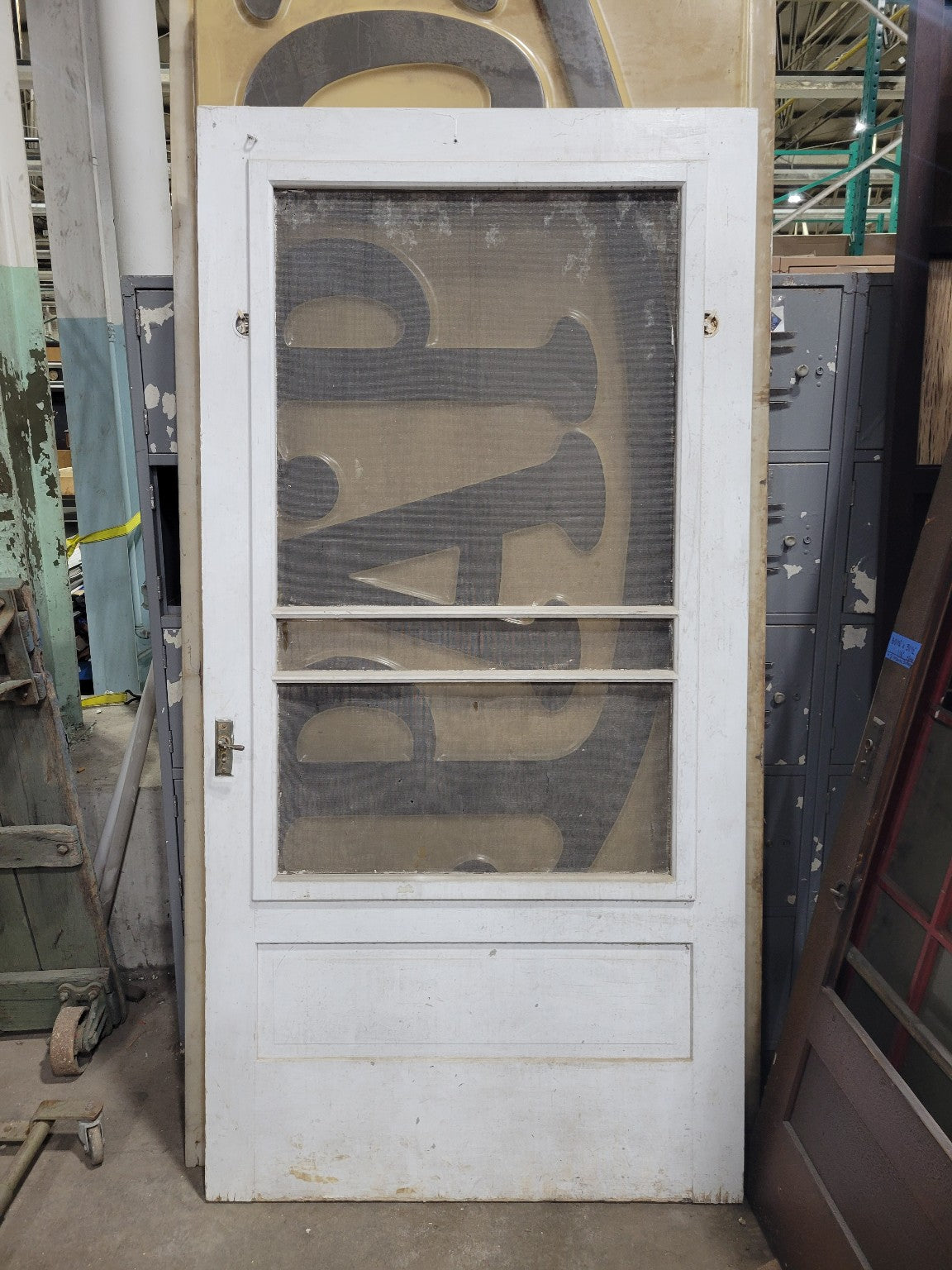 Wooden Screen Door- Painted White- with Hardware