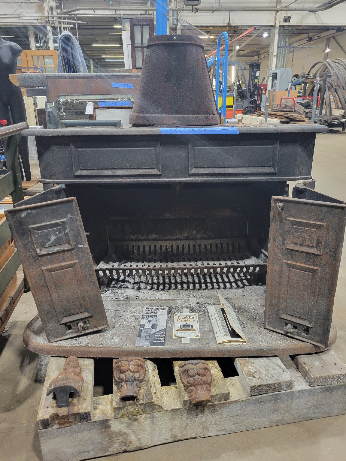 Franklin Fireplace Insert with Decorative Cast Iron & Original Accessories