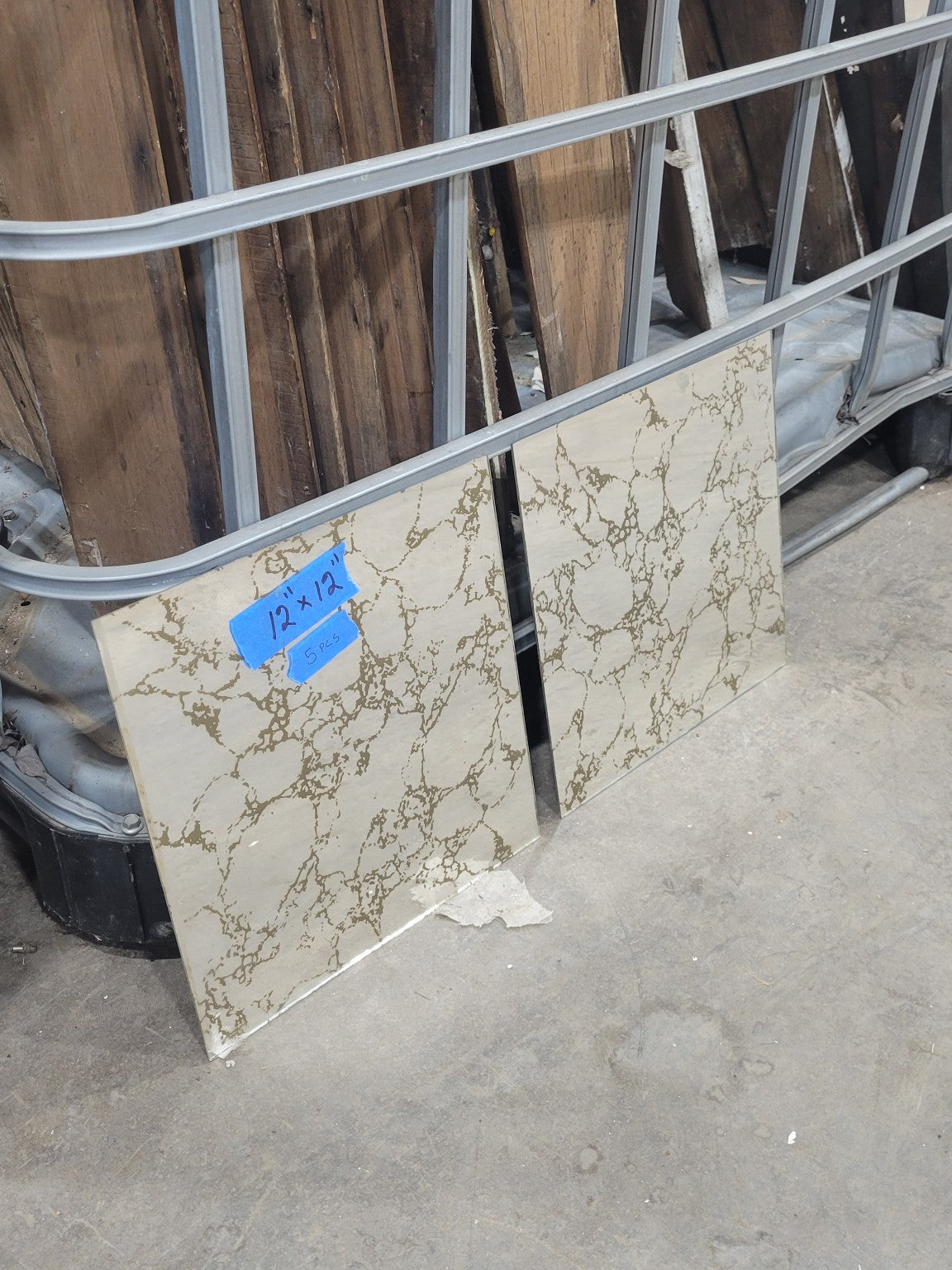 Set of 5 Vintage Faux Marble Mirror Panels – 12" x 12" Each ( sold as a set )
