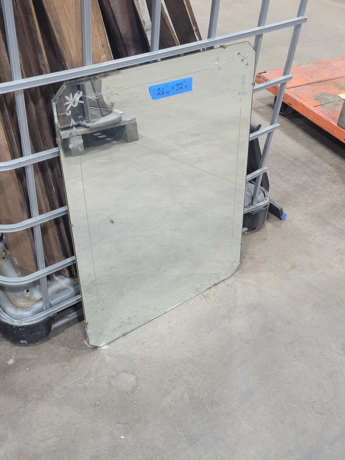Beveled Edge Etched Mirror – Floral Corners