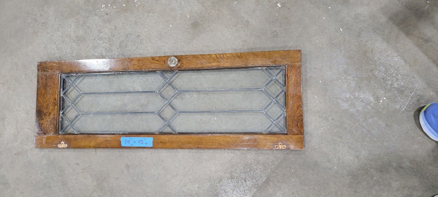 Set of Three Antique Leaded Glass Cabinet Doors ( Sold as set)