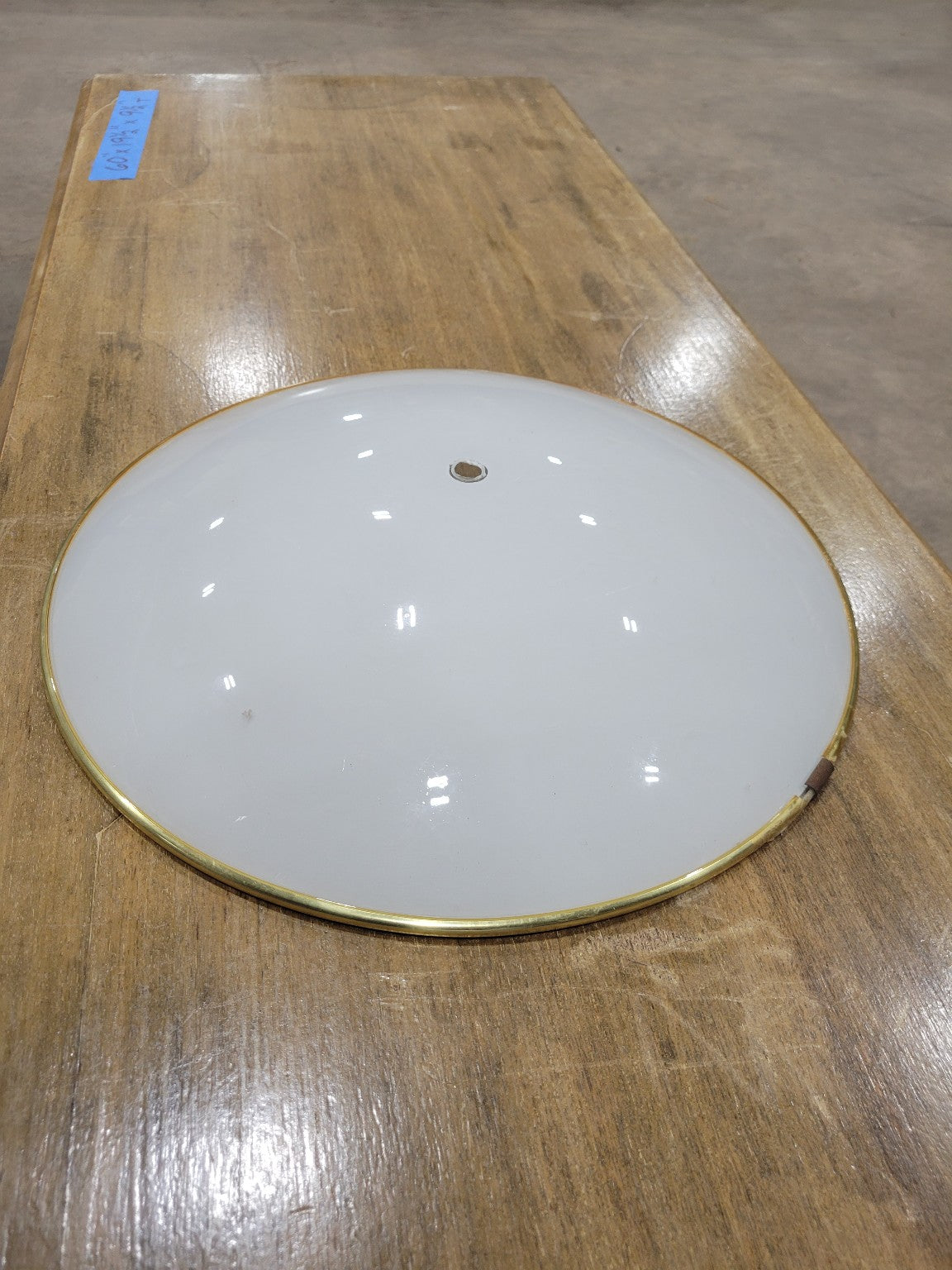 Vintage Ceiling Mount Glass Light Shade with Brass Trim