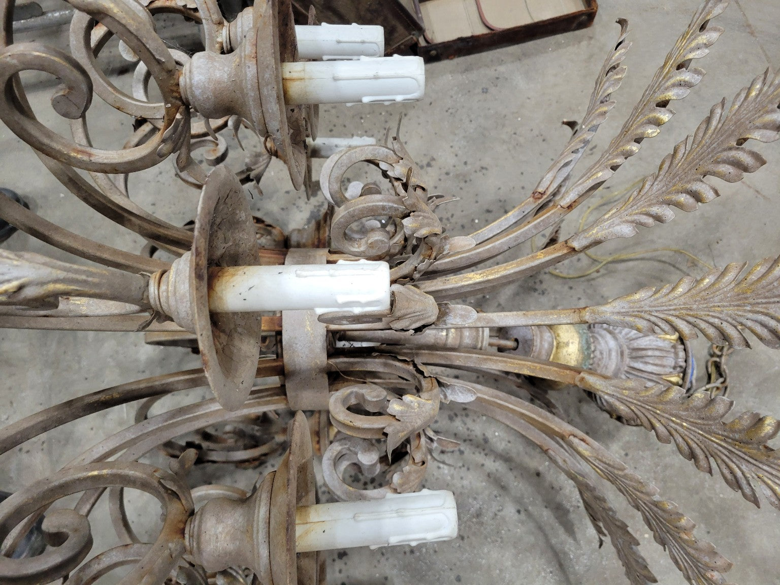 Large Ornate Cast Iron Chandelier