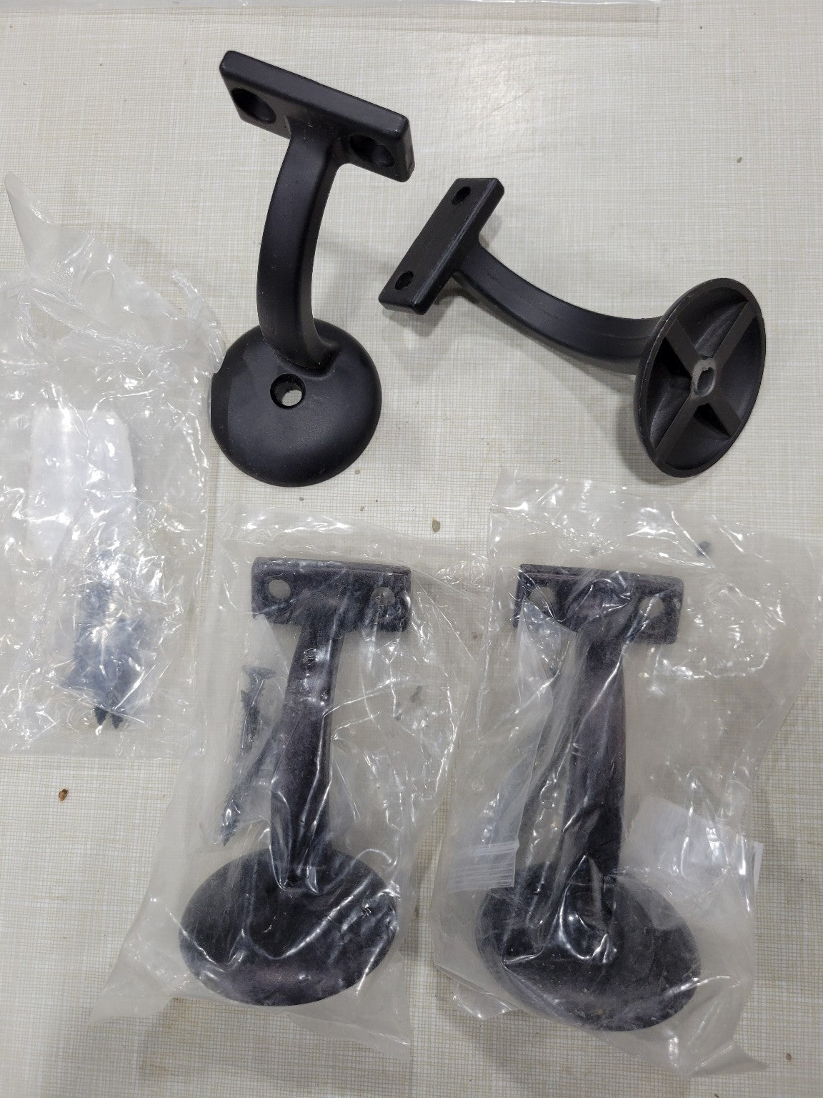 Set of 4 Matte Black Wall Rail Brackets