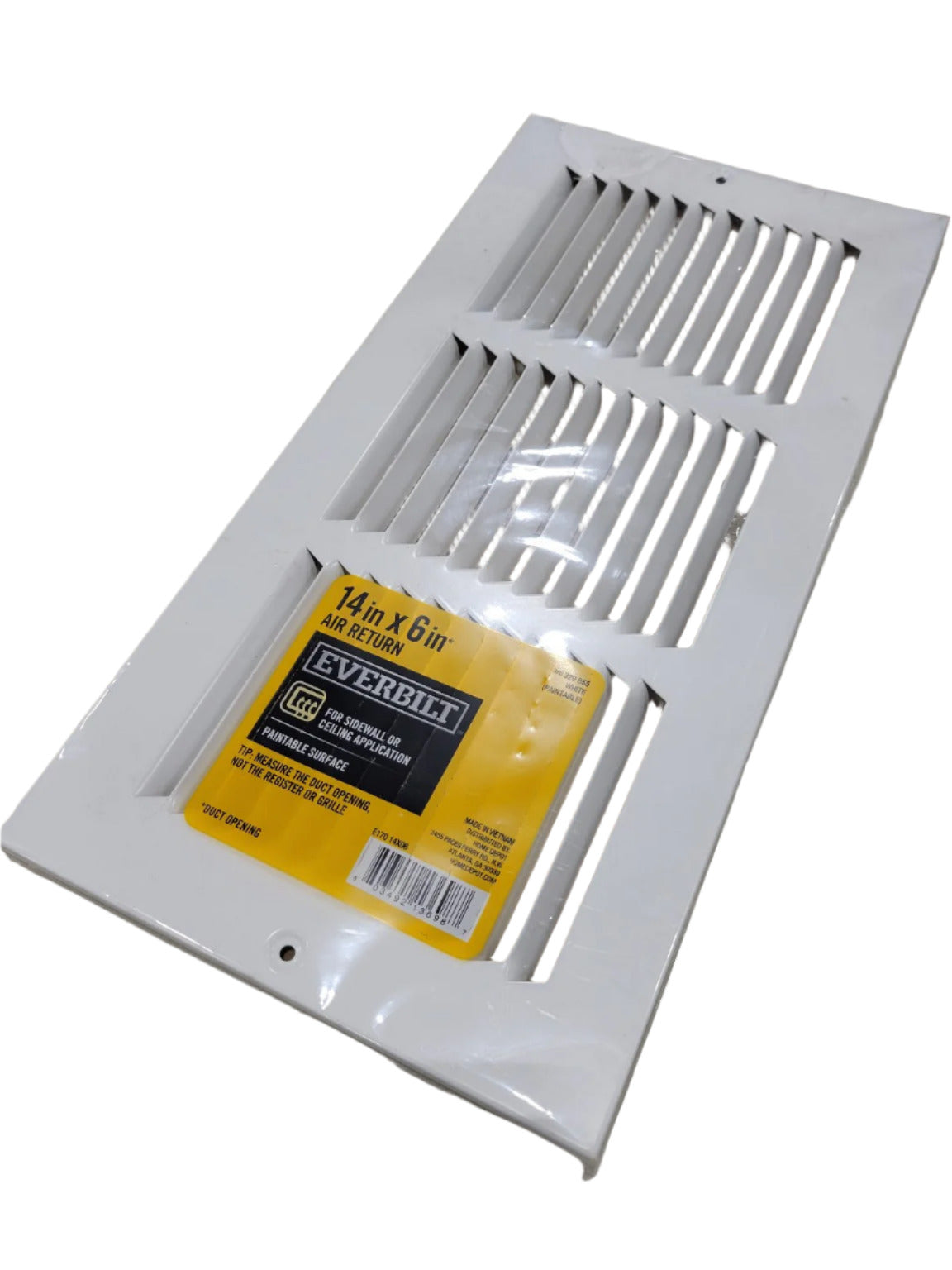Everbilt 14" x 6" White Steel Air Return Grille – Fits 16" x 8" Opening