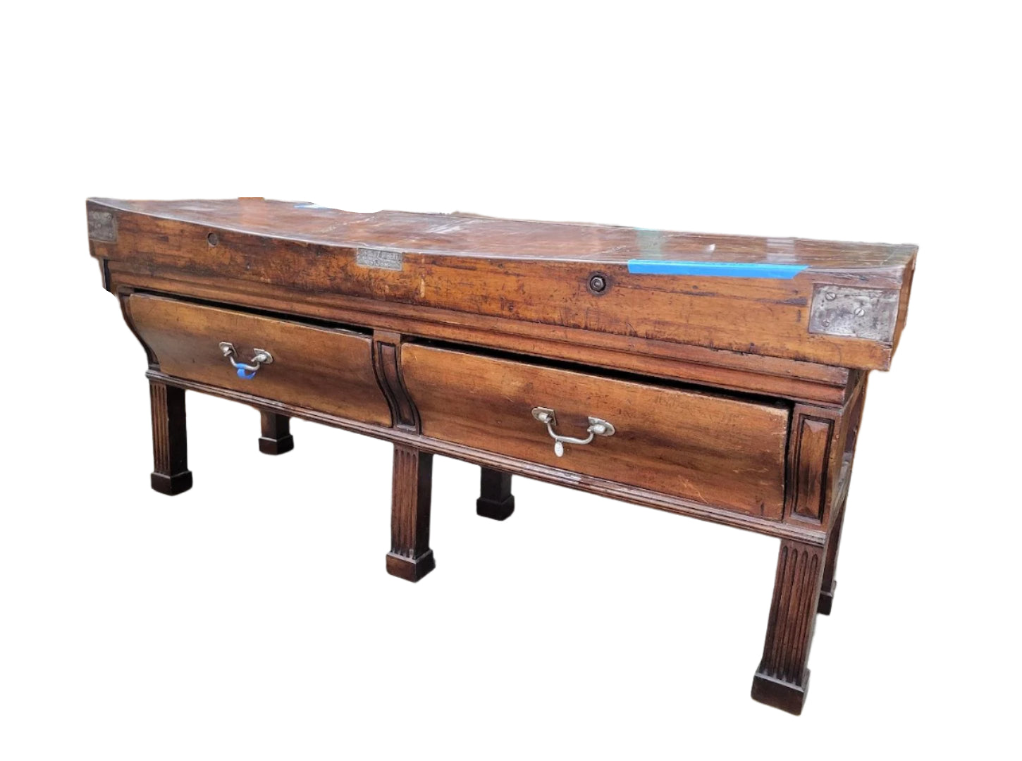 Antique French Industrial Butcher Block Worktable – Usines Y. Aubert, Dijon