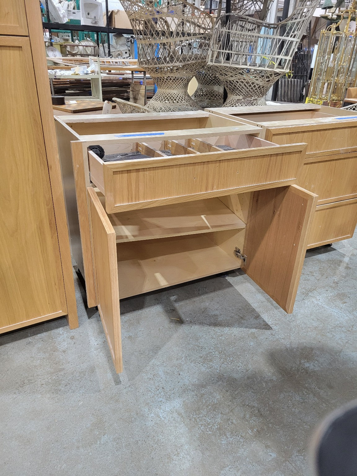 White Birch Base Cabinet with Drawer and Double Doors