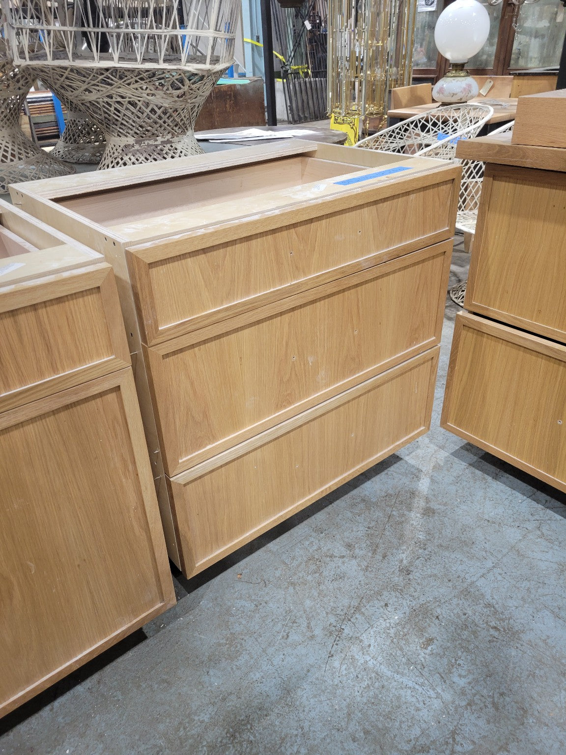 White Birch Base Cabinet with Three Drawers
