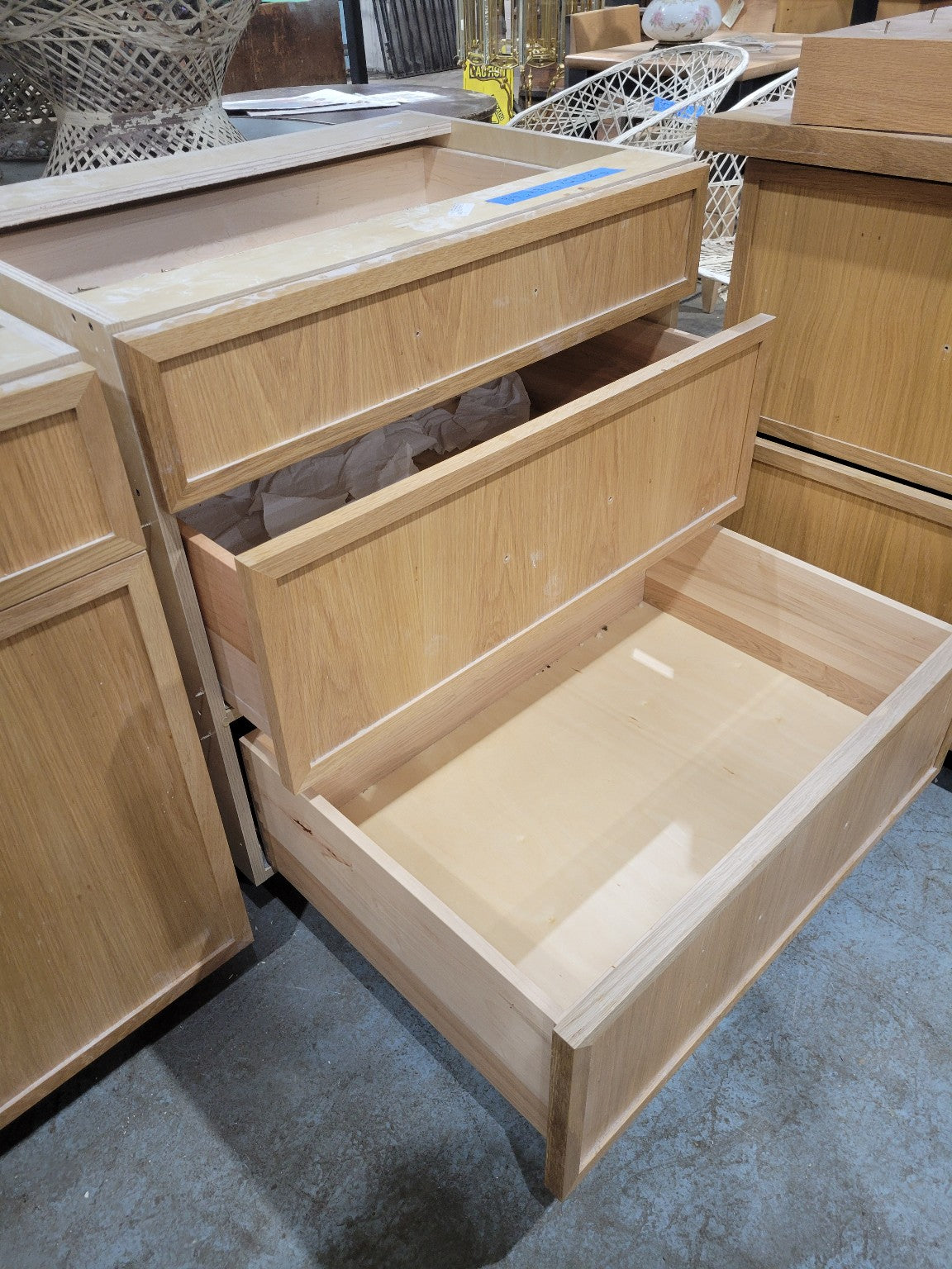 White Birch Base Cabinet with Three Drawers