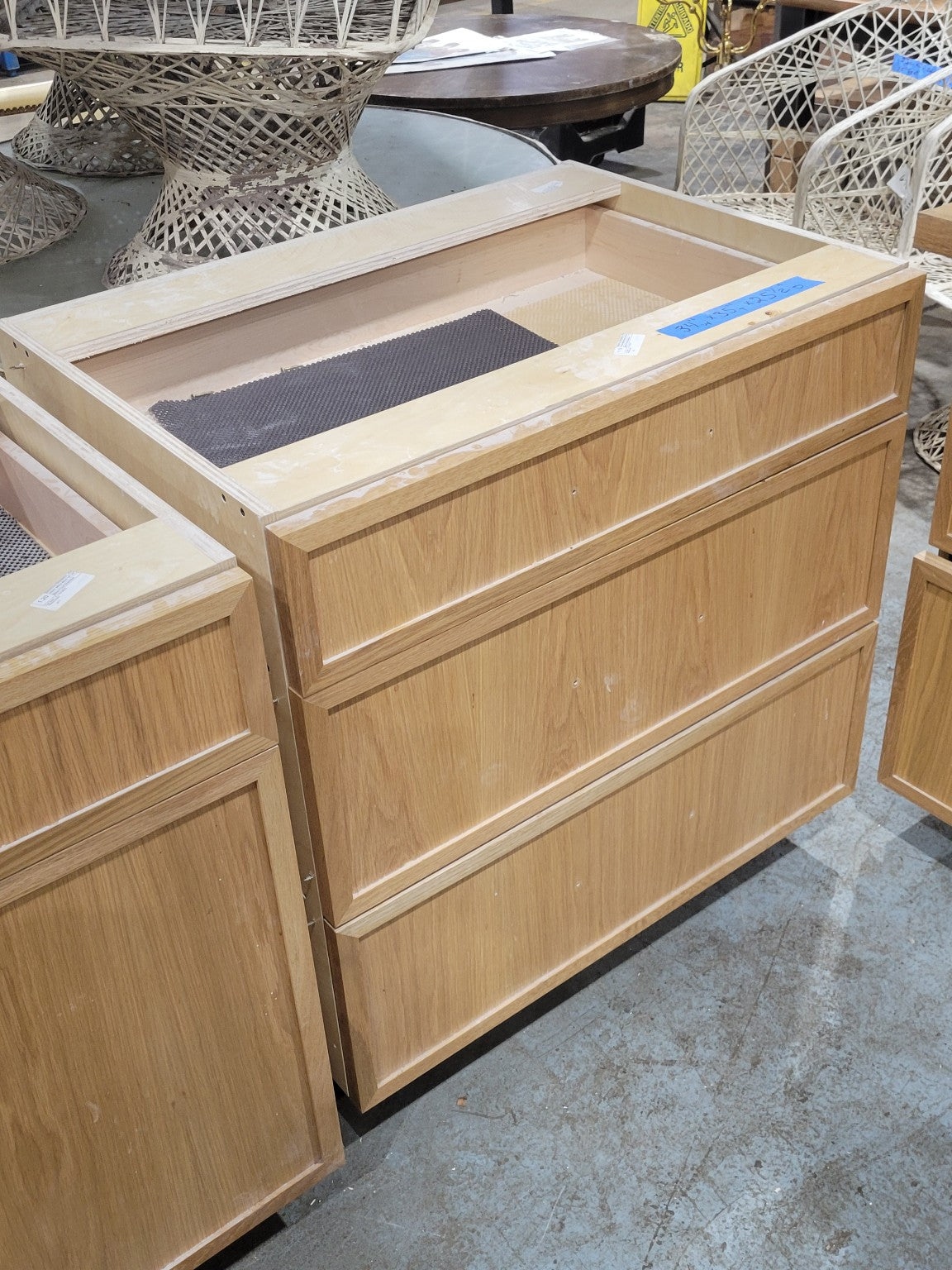 White Birch Base Cabinet with Three Drawers