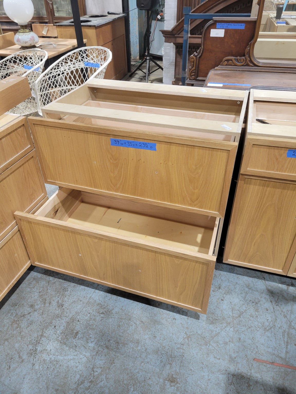White Birch Base Cabinet with Two Drawers