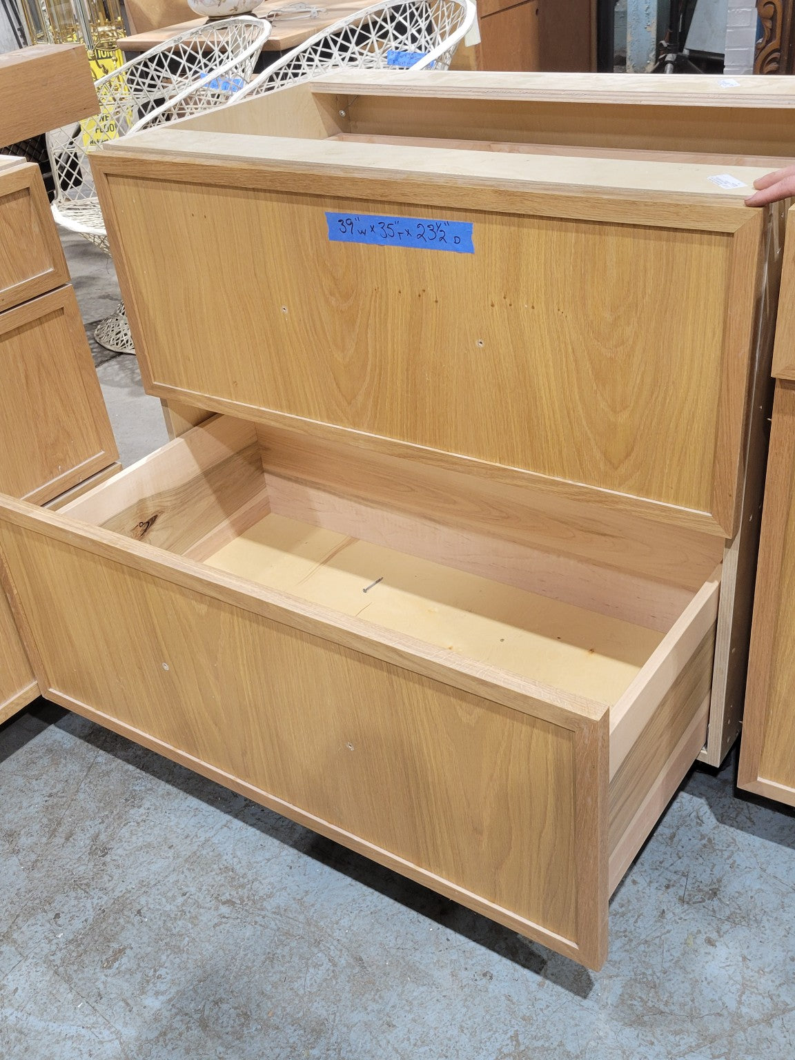 White Birch Base Cabinet with Two Drawers