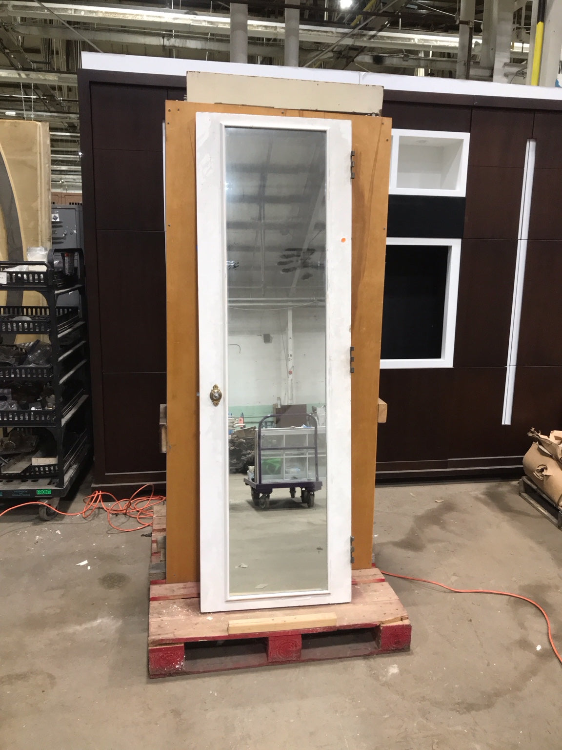Vintage White Wood Door with Full-Length Mirror