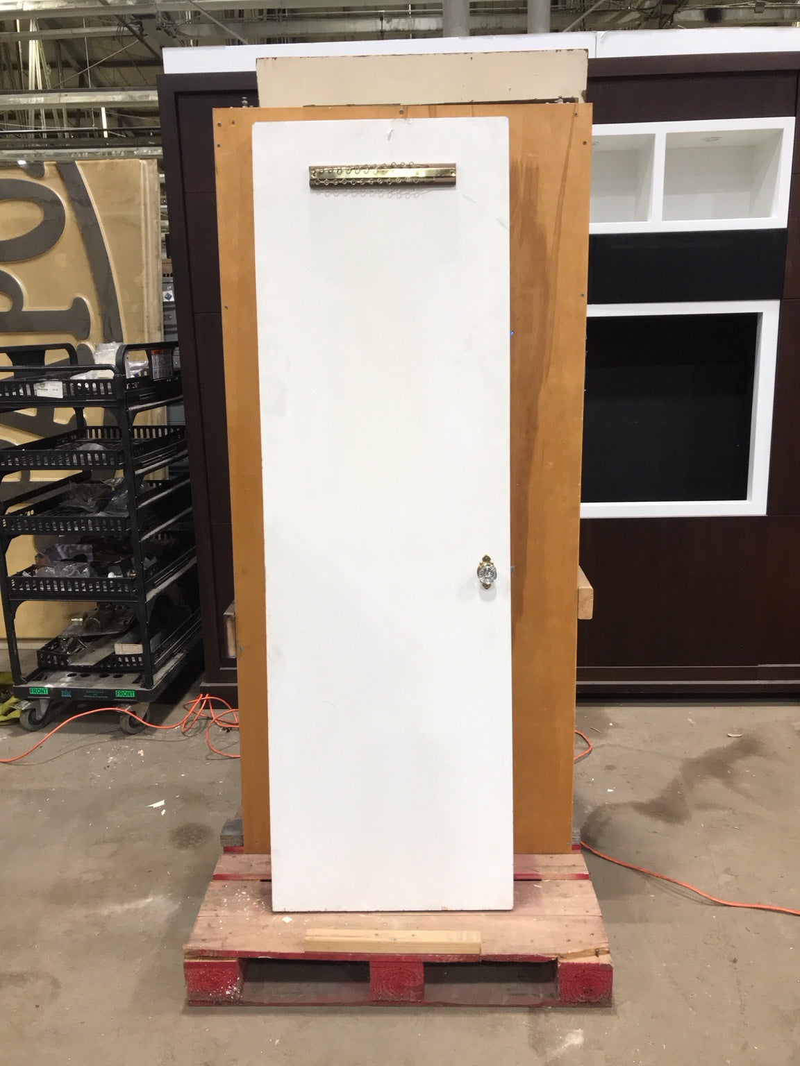 Vintage White Wood Door with Full-Length Mirror
