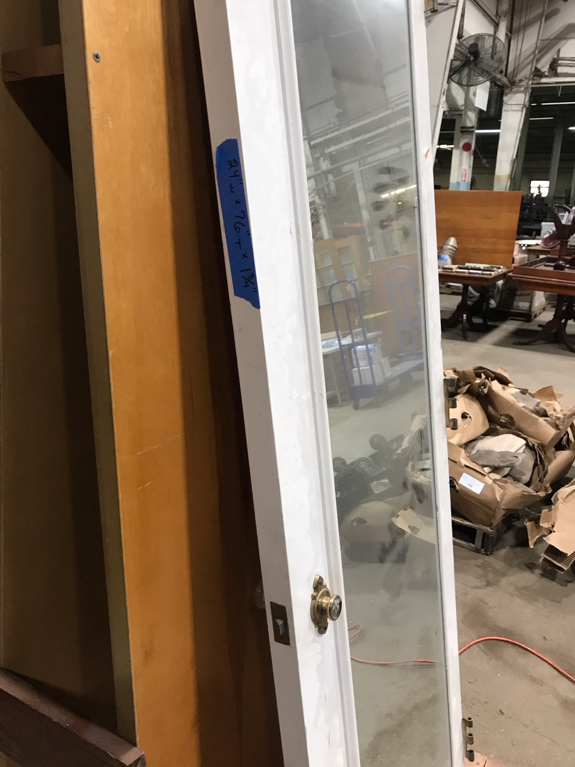 Vintage White Wood Door with Full-Length Mirror