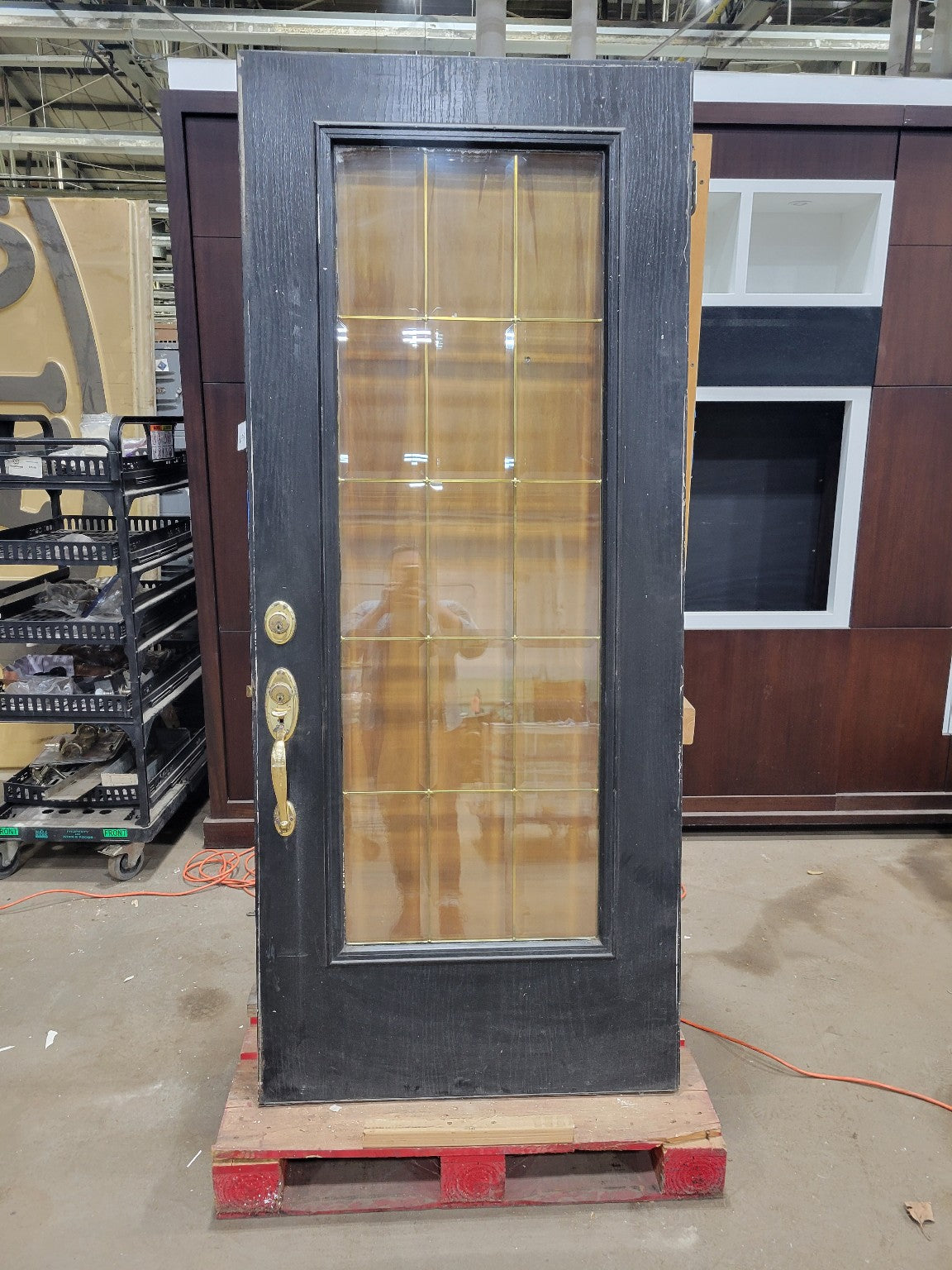 Modern Full-Lite Wood Entry Door with Grilles