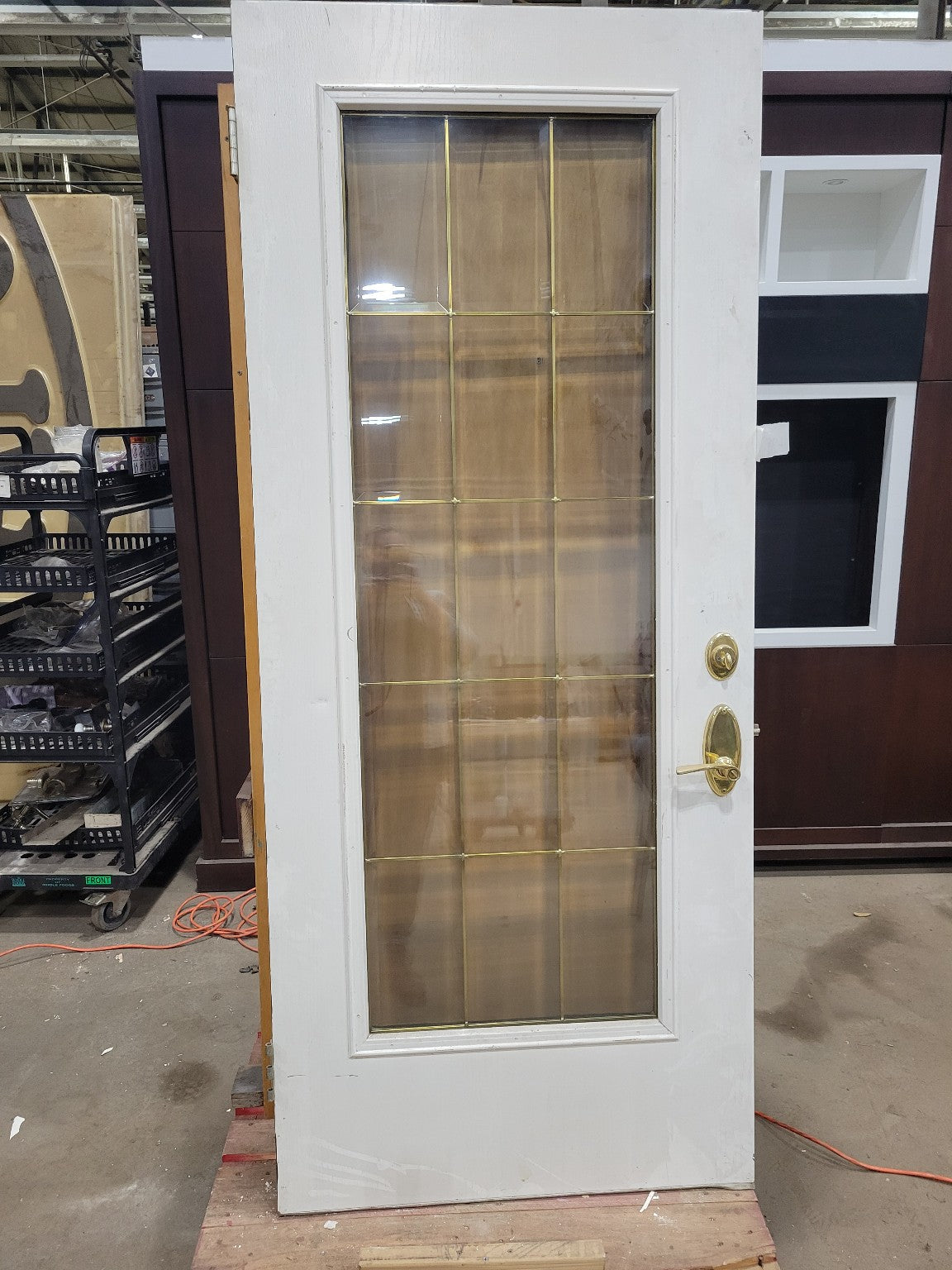 Modern Full-Lite Wood Entry Door with Grilles