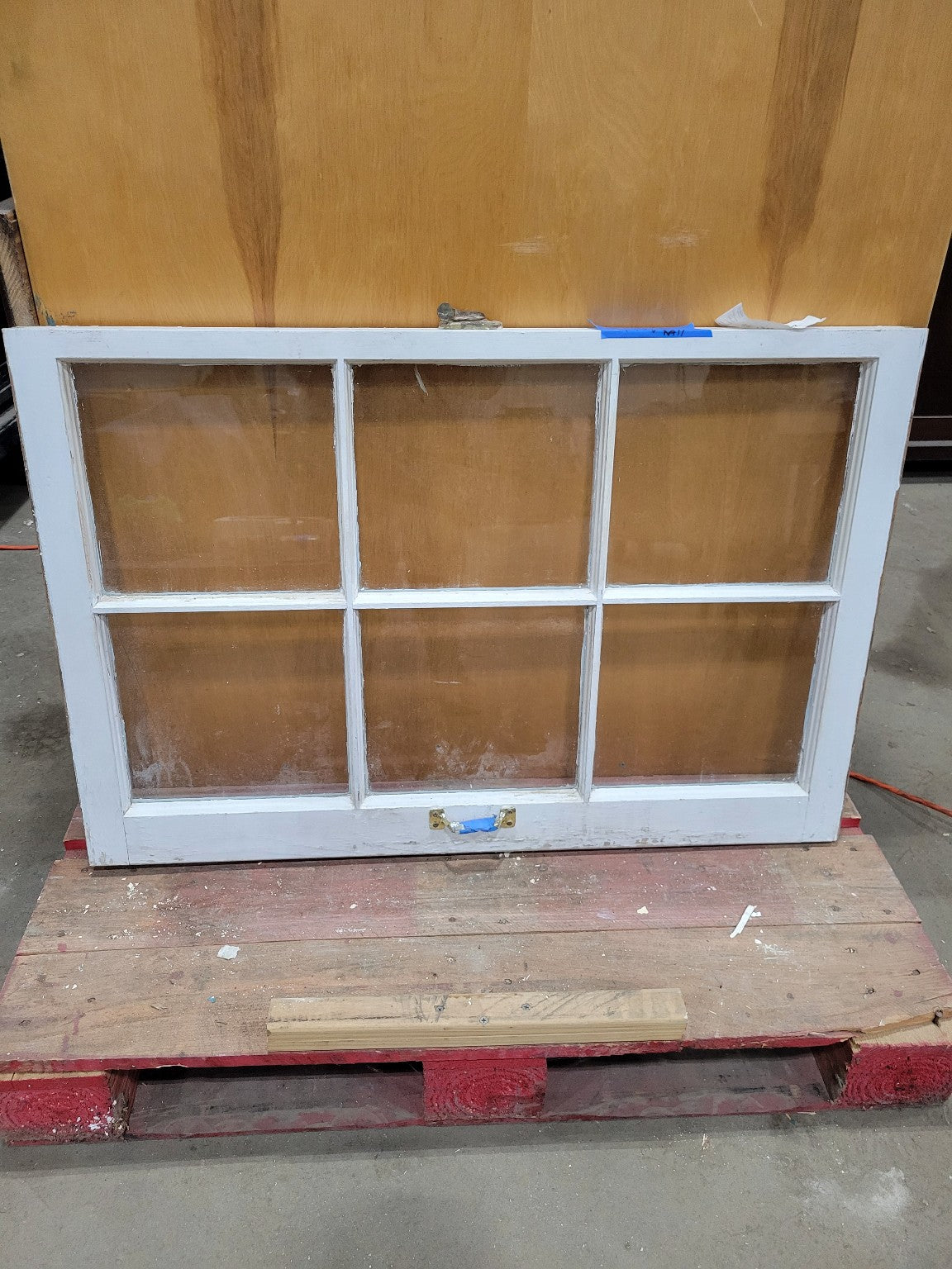 Vintage 6-Pane Wood Window Sash - Painted White