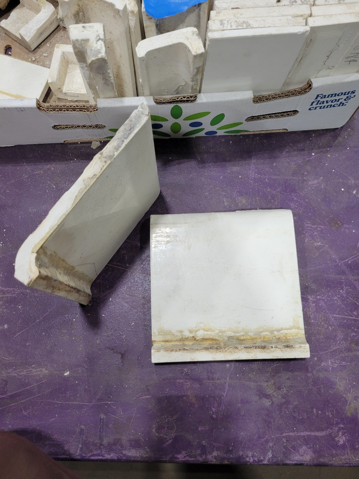 Lot of 18 Pieces - White 6" x 6" Cove Base Tiles