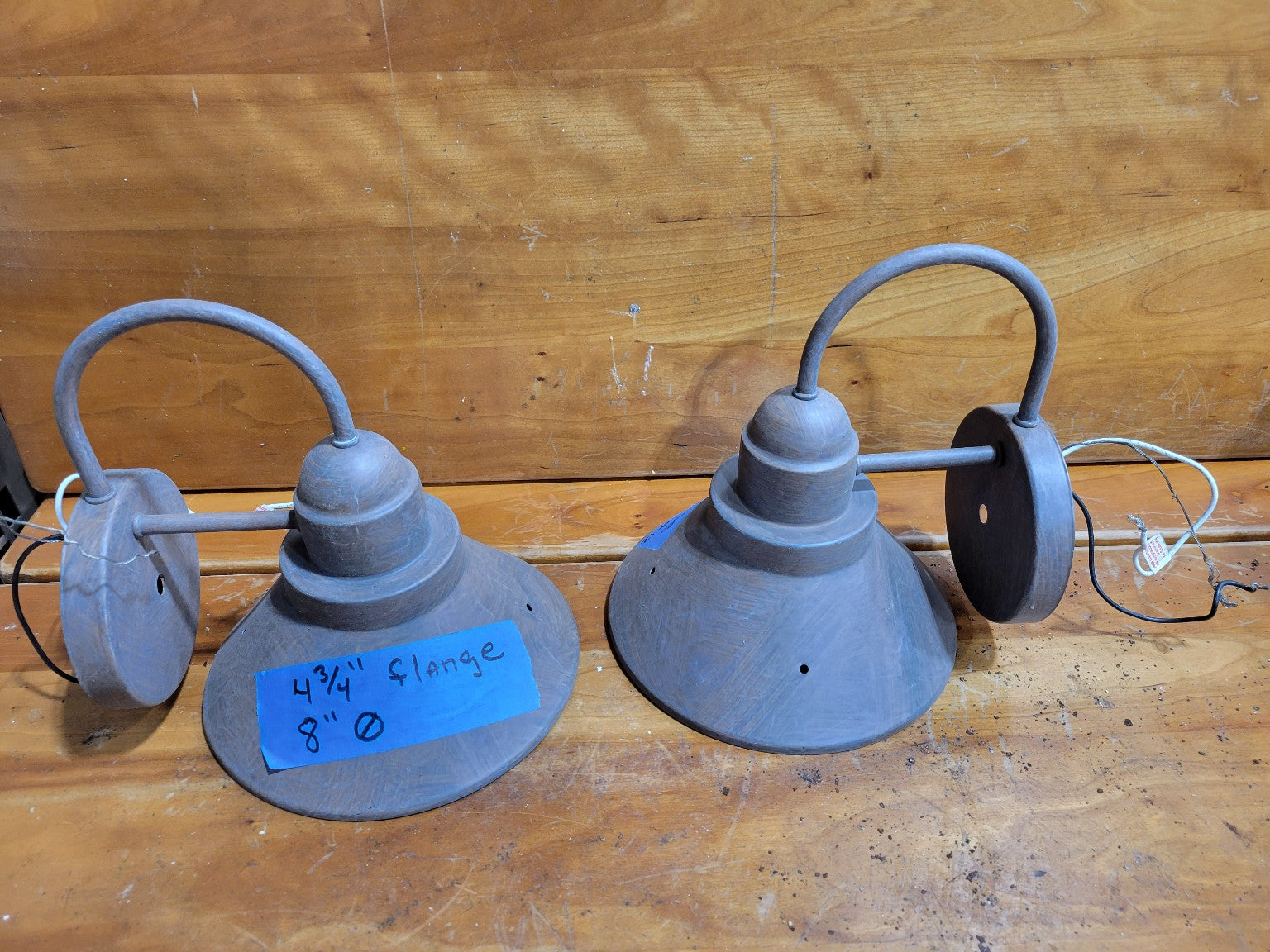 Pair of Vintage Industrial Gooseneck Wall Mount Lights – 8" Shade