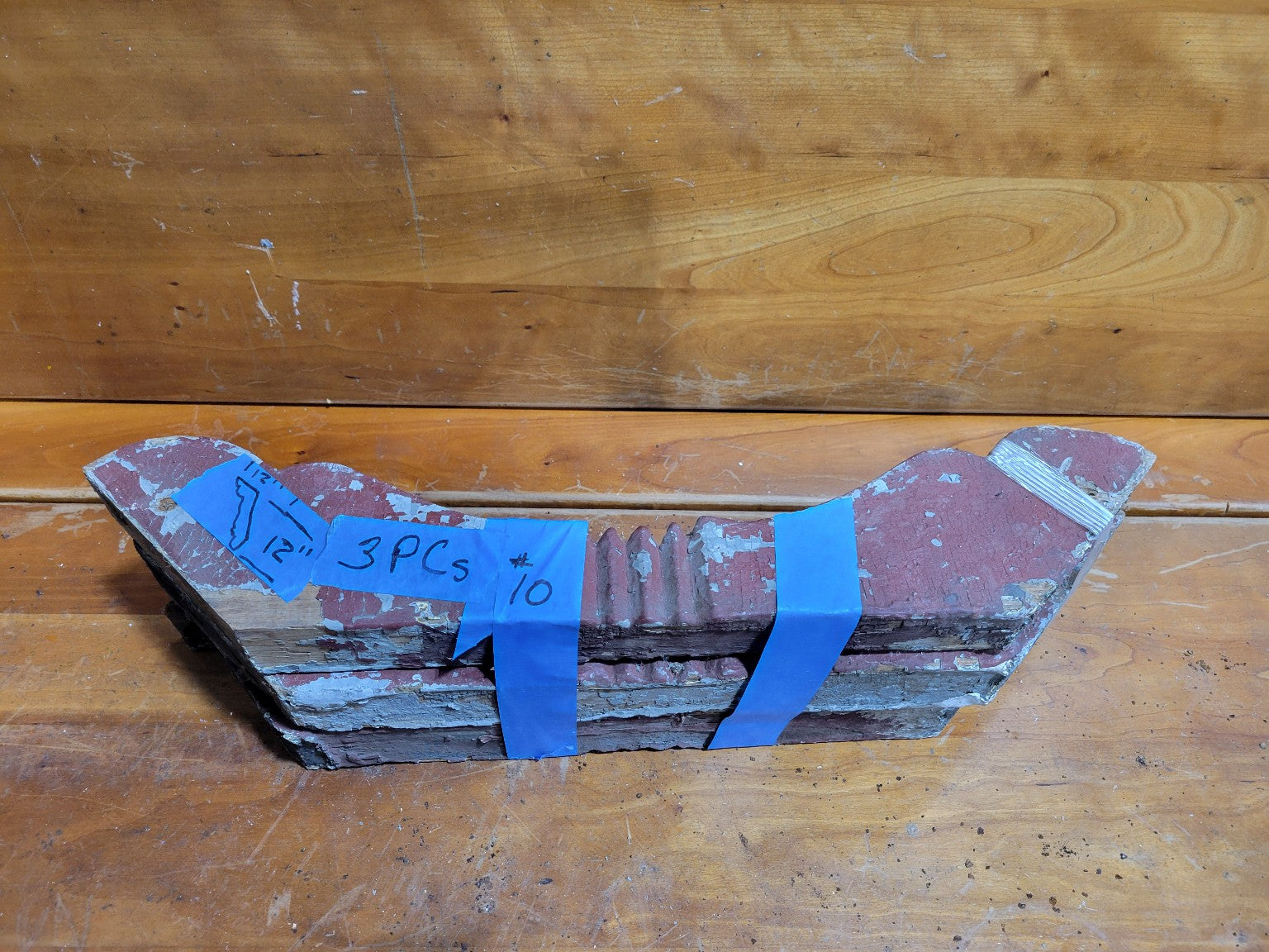 Set of 3 Salvaged Wood Corbel Brackets – 12" Architectural Detail- Quantity: #2 at time of listing
