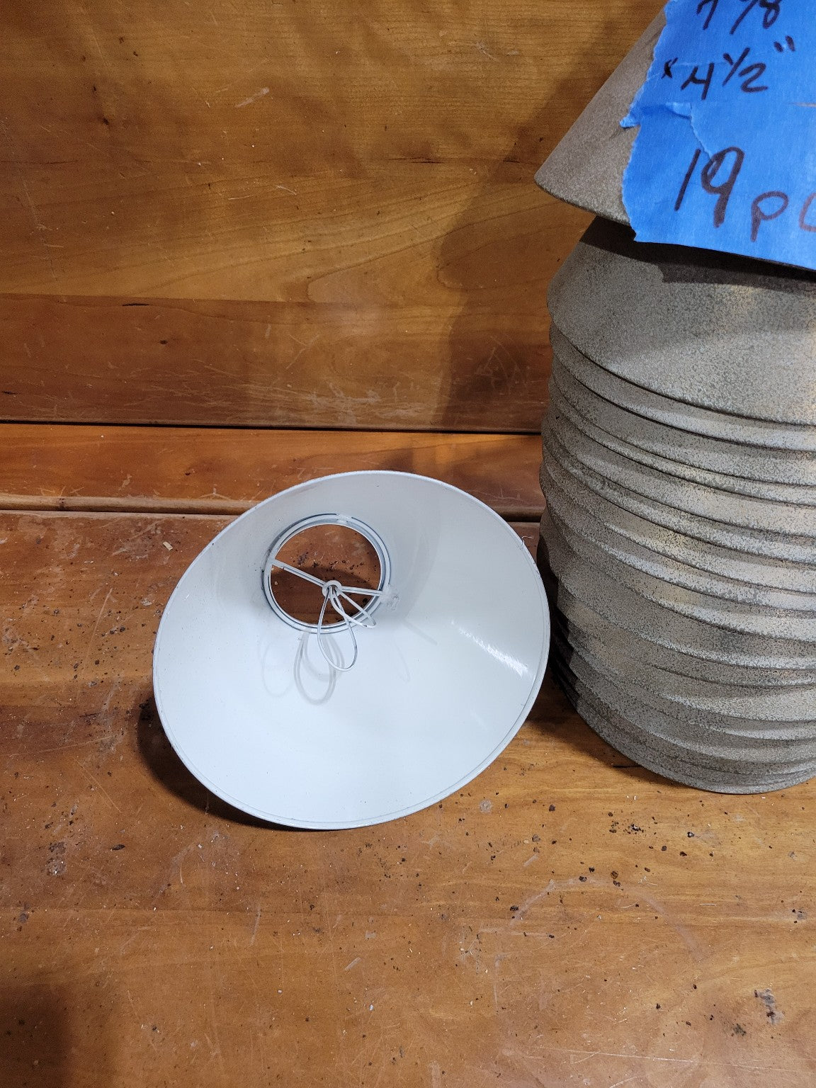 Lot of 19 Textured Gray Metal Pendant Light Shades – 4 ½" Tall