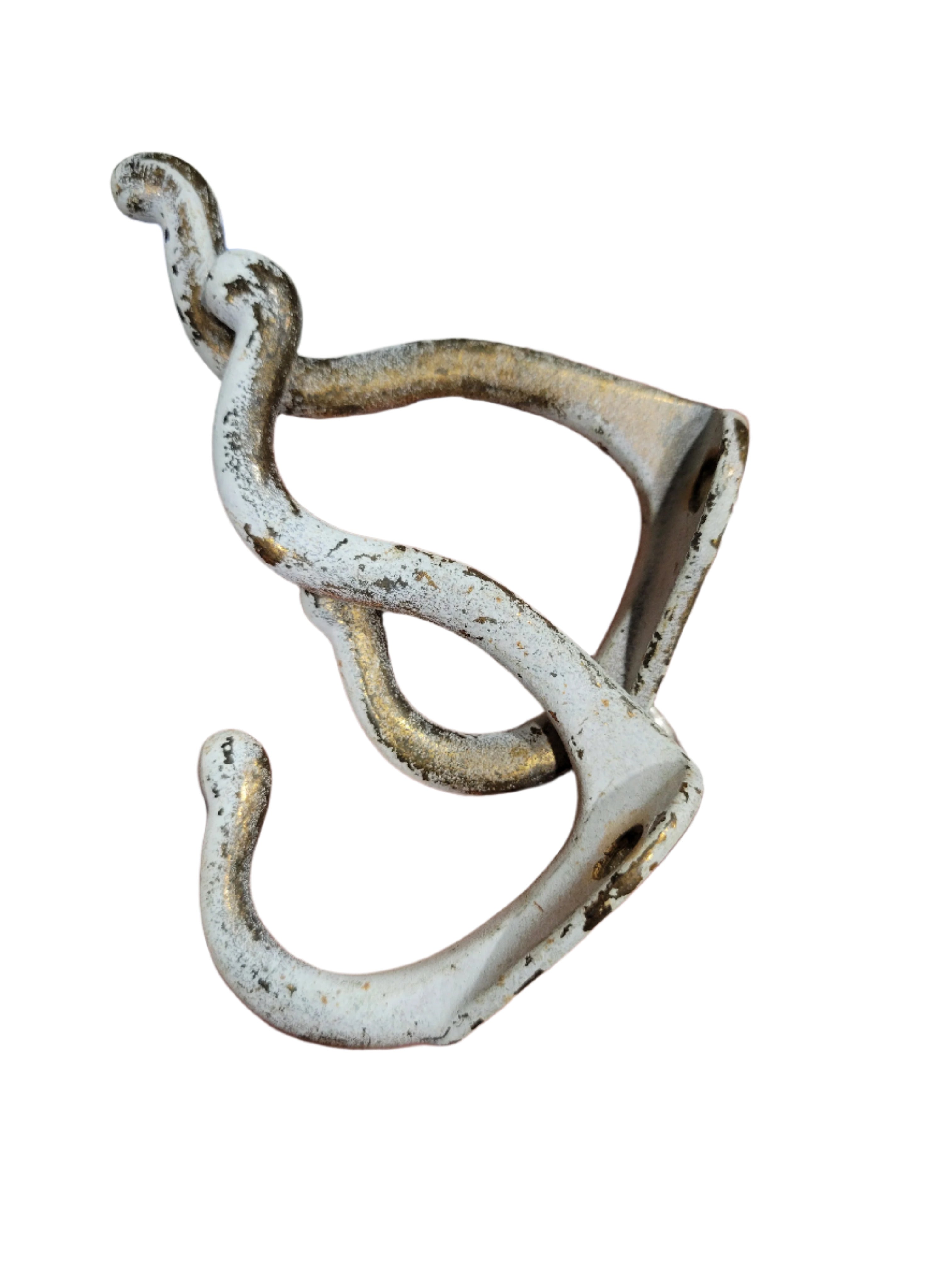 Set of 2 Vintage Cast Iron Wall Hooks – White Painted Finish