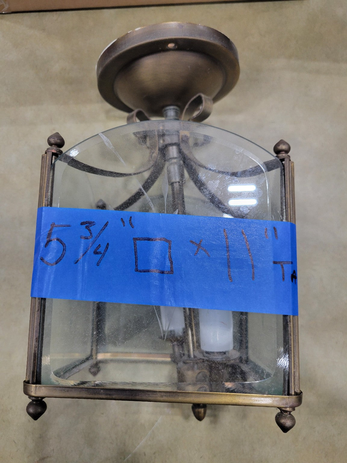 Vintage NuTone Brass and Glass Ceiling Light Fixture - 2-Light