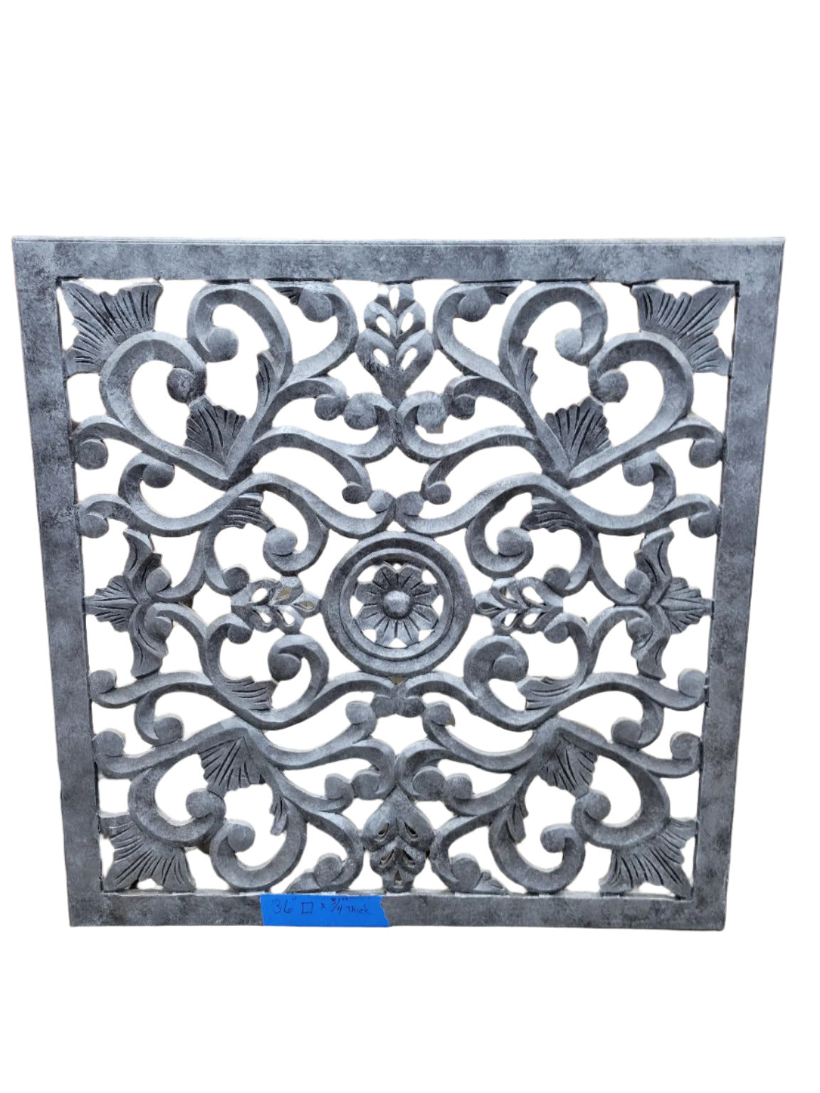 Large Vintage Carved Wood Ornamental Panel - 36" Square x ¾" Thick