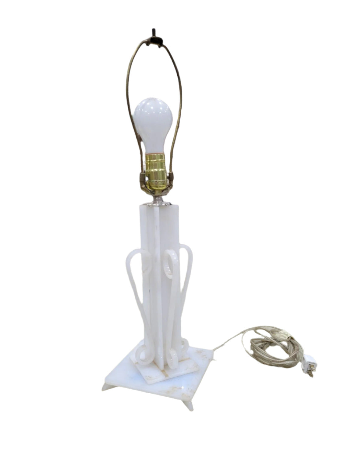 Vintage White Lucite Mid-Century Modern Table Lamp (Damaged Base)