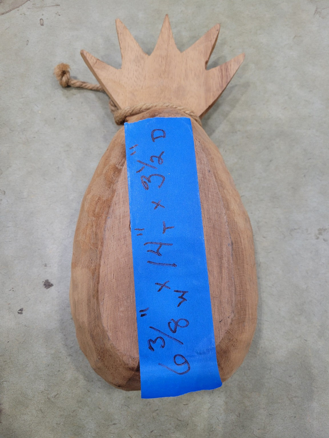 Hand-Carved Wooden Pineapple Serving Bowl with Rope Detail