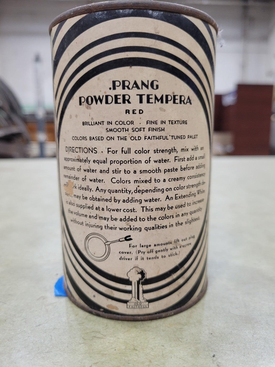 Vintage Prang Powder Tempera Paint Tin – Red – American Crayon Company (Unopened, Full Pigment)