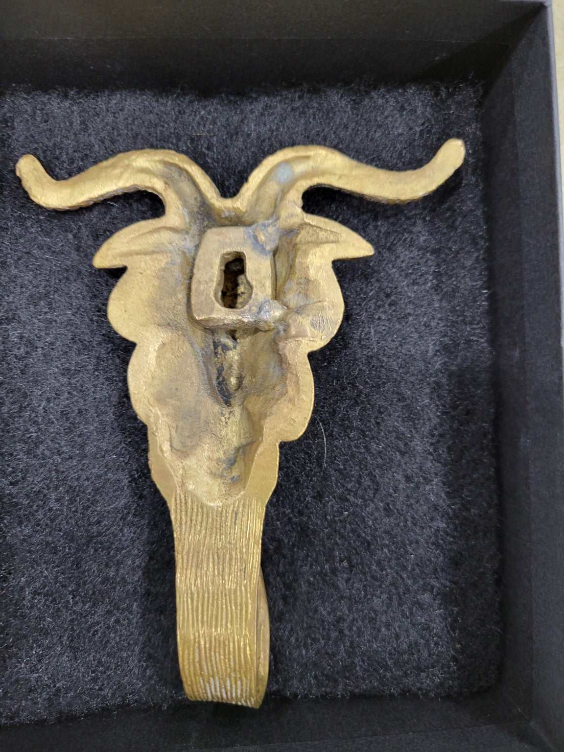 Antique Cast Brass Goat Head Wall Hook