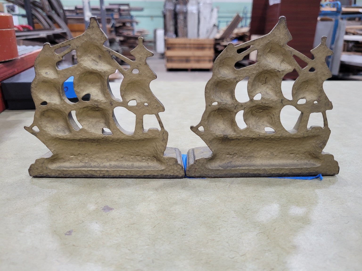 Vintage Tall Ship Bookends - Pair