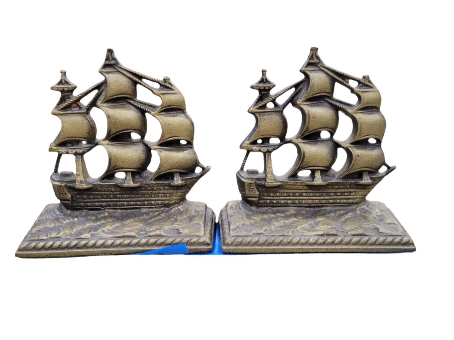 Vintage Tall Ship Bookends - Pair