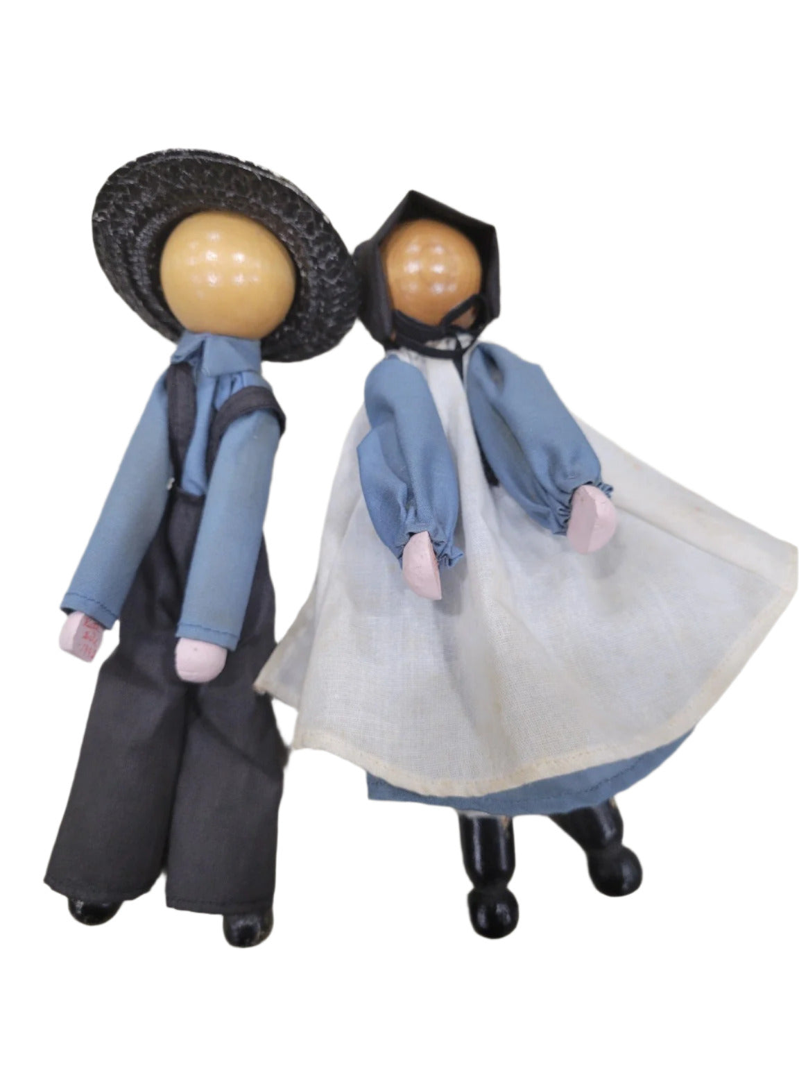 Vintage Wooden Amish Doll Pair