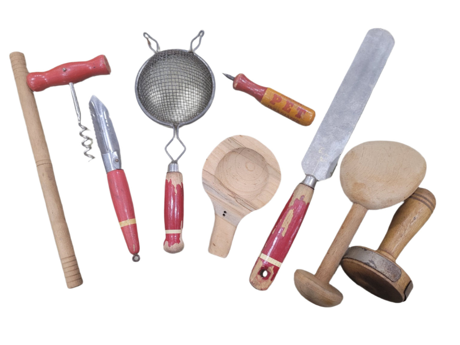 Vintage Wooden & Metal Kitchen Tool Set – Mixed Lot of 11